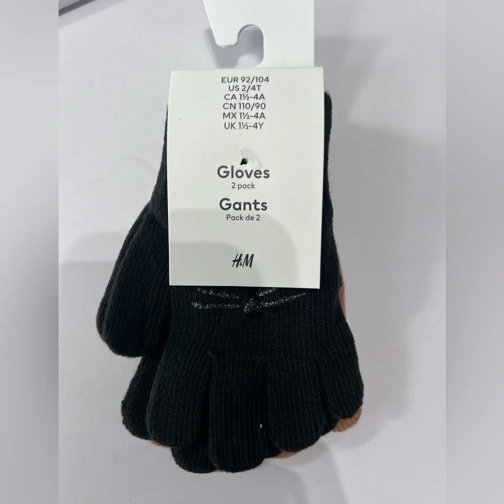 H&M 2 pack gloves size 2-4t
